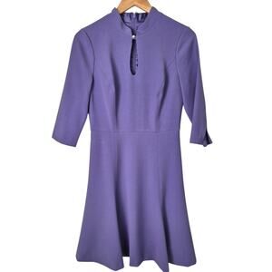 White House Black Market Dress Sz 6 Lavender Fit & Flare Keyhole Front Career